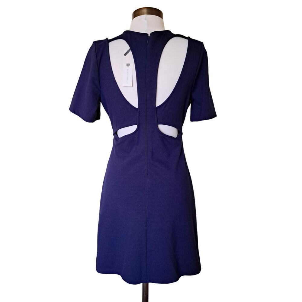 NWT Anthropologie Ponte Cut-Out Mini Dress Size Medium Navy Blue - Picture 4 of 12